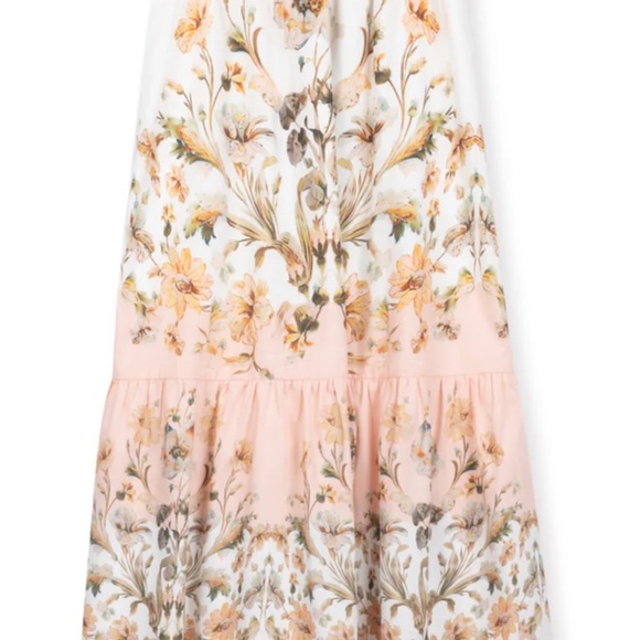 The Collective NY Tie Bow Blouse Skirt set in peach/white/gold floral - Picture 3 of 3